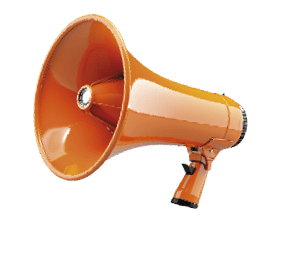 Orange megaphones with modern design, great for announcement and communication-themed projects.