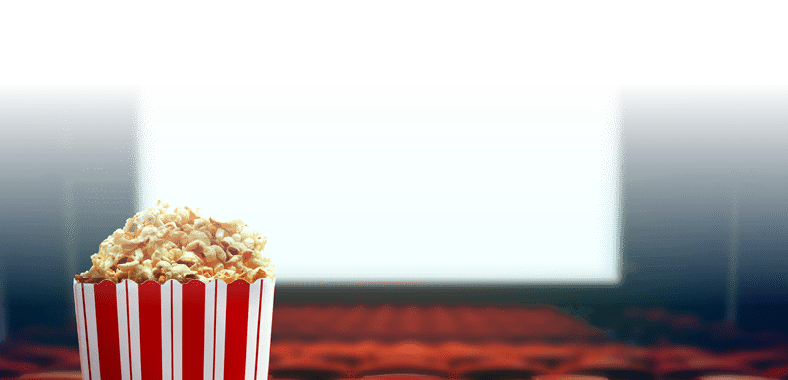 Cinema seat with popcorn and 3d glasses