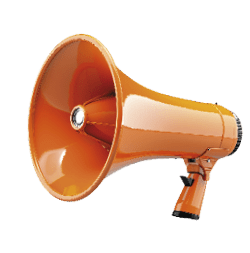 Orange megaphones with modern design, great for announcement and communication-themed projects.