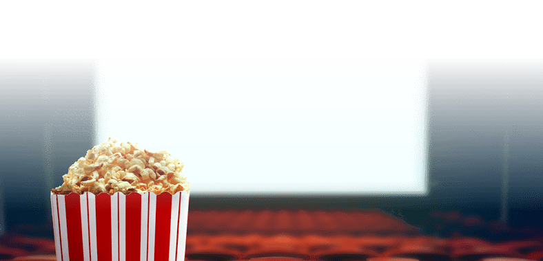 Cinema seat with popcorn and 3d glasses